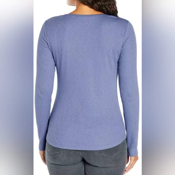 NWT Women's Eddie Bauer Henley long sleeve top, blue, small - Picture 3 of 8
